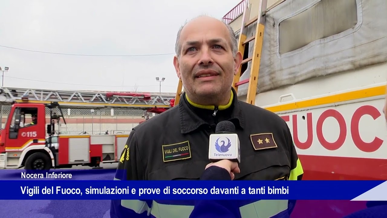 Nocera Inferiore, Vigili del Fuoco: simulazioni e prove di soccorso davanti a tanti bimbi