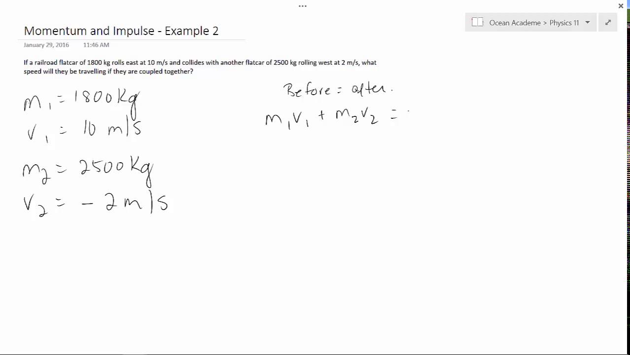 Physics 11 - Momentum and Impulse - Example 2
