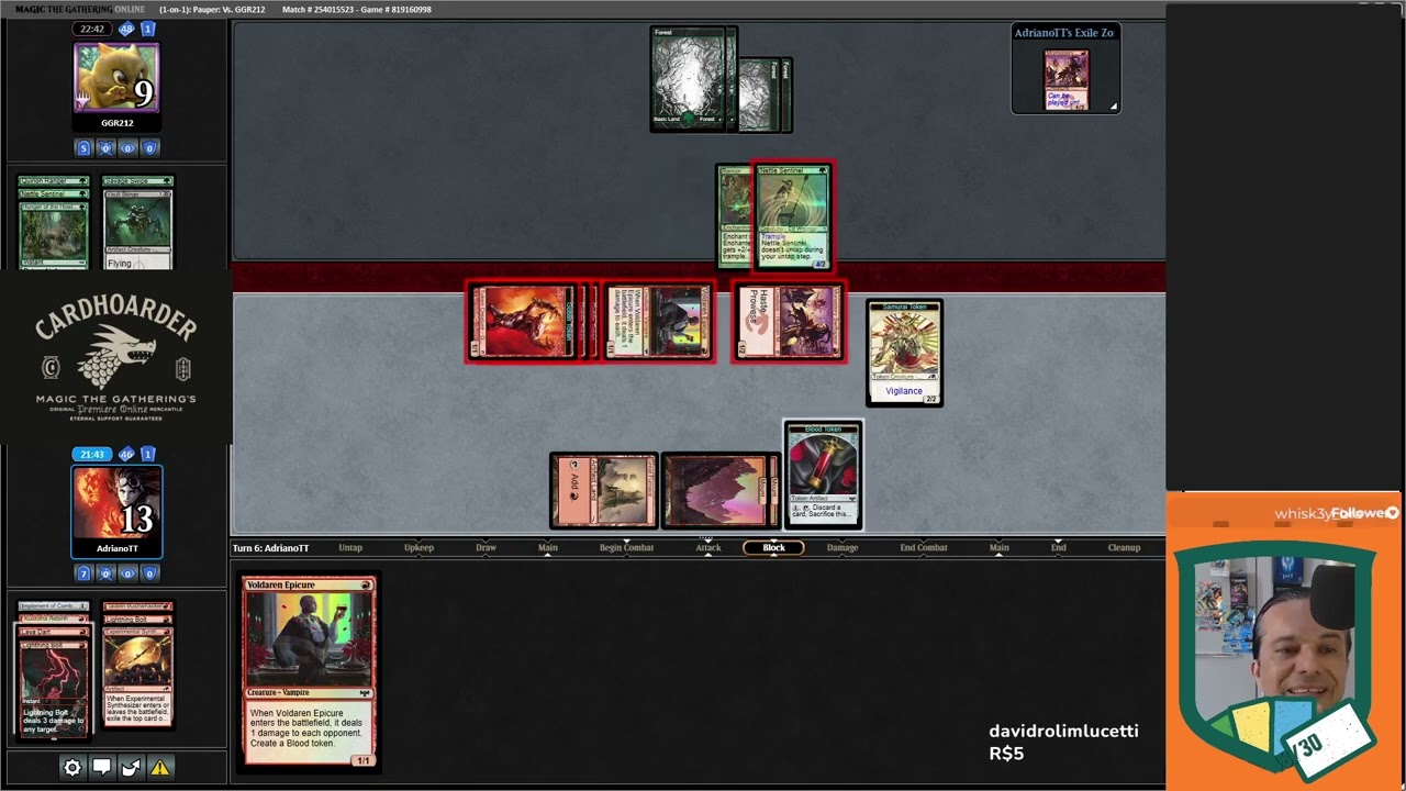 Gameplay [MTGO] - Tropical Pauper - Burn Kuldotha [v3] vs Stompy