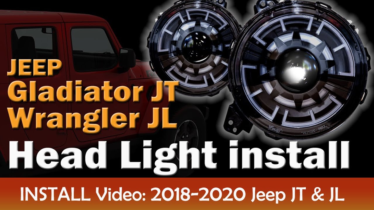 Winjet&rsquo;s Round Black Renegade Series Projector LED DRL Headlights  Jeep Gladiator JT (CHRNG-0657-BC)