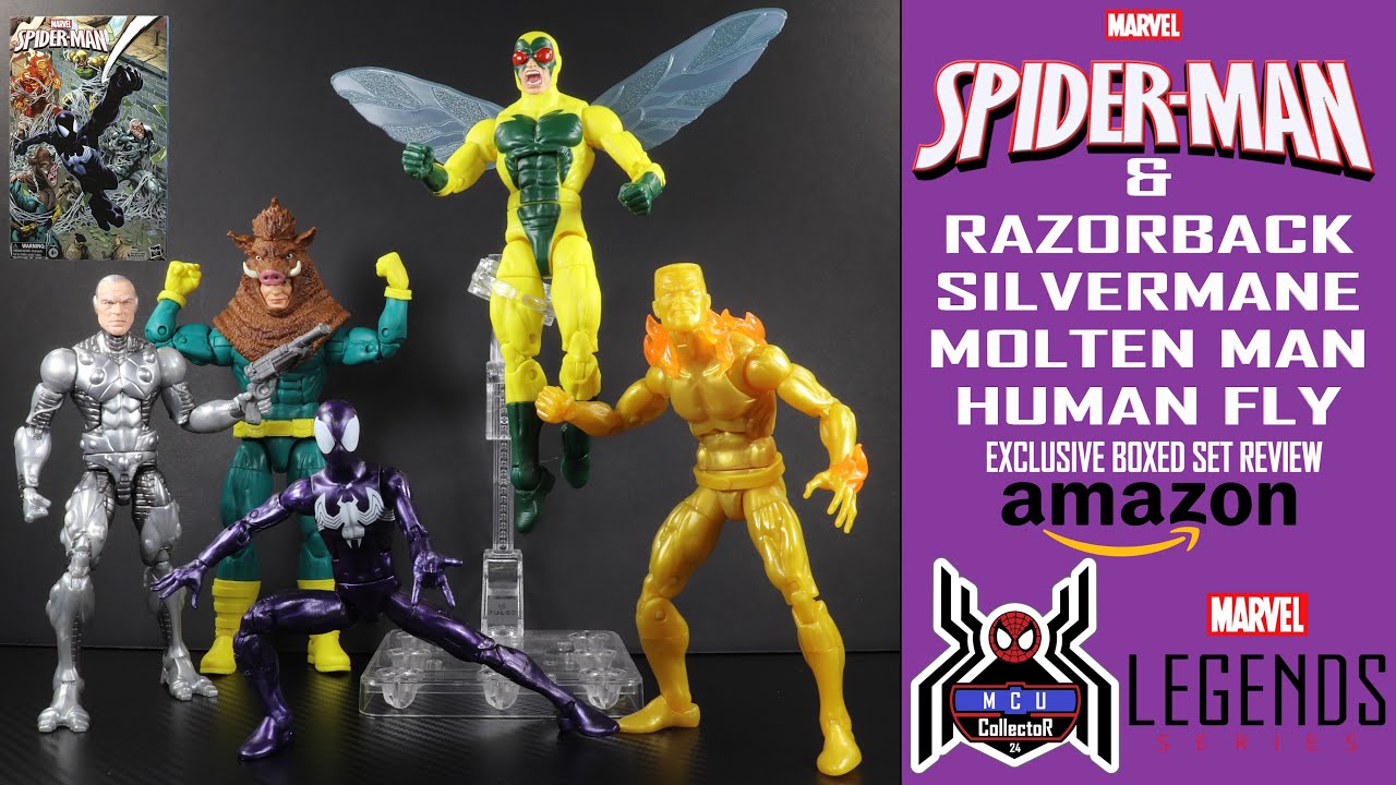 Marvel Legends SPIDER MAN 5-Pack Razorback Silvermane Human Fly Molten Man Amazon Exclusive Review