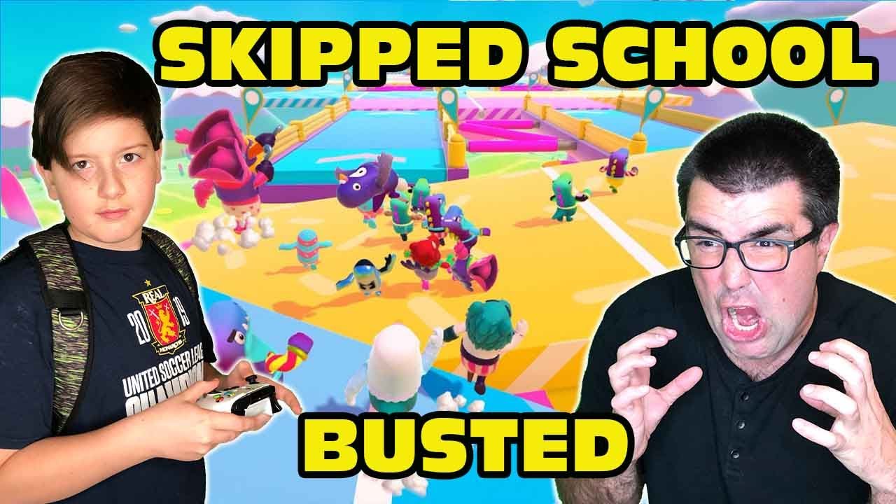 Kid Skips School To Play Fall Guys - BUSTED! ( Fall Guys Toxic )