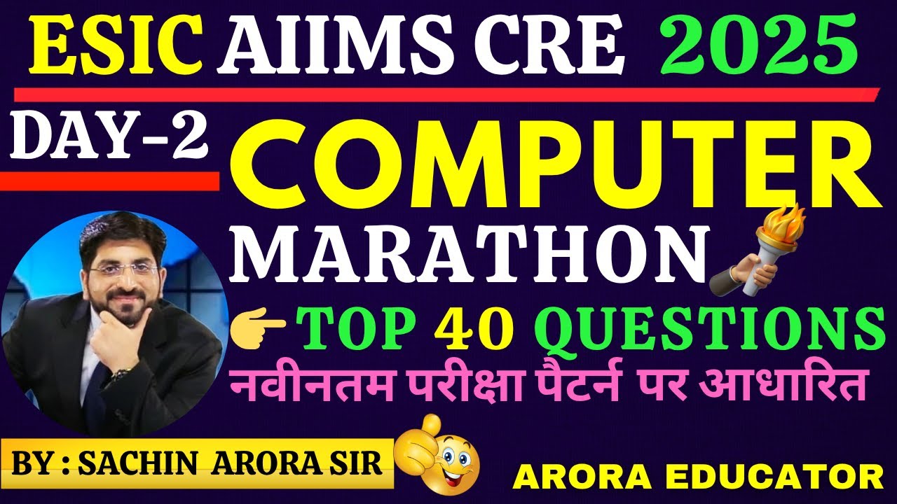 ESIC AIIMS CRE 2025 | ESIC AIIMS Computer Syllabus | ESIC AIIMS Computer Questions | ESIC SSO AIIMS
