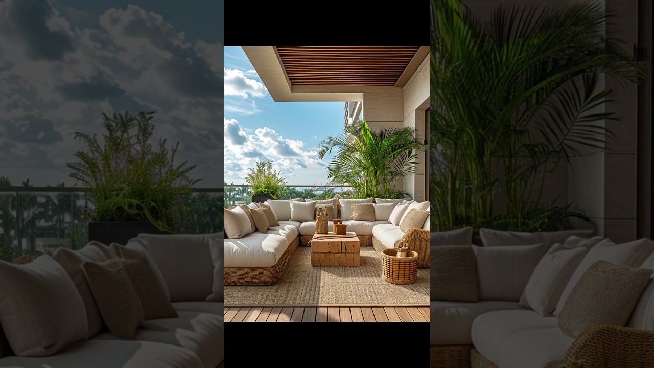 AI-Inspired Decor Ideas: Breathtaking Balcony with Cozy Cushions! 🌅🪜 | ROFIELTY