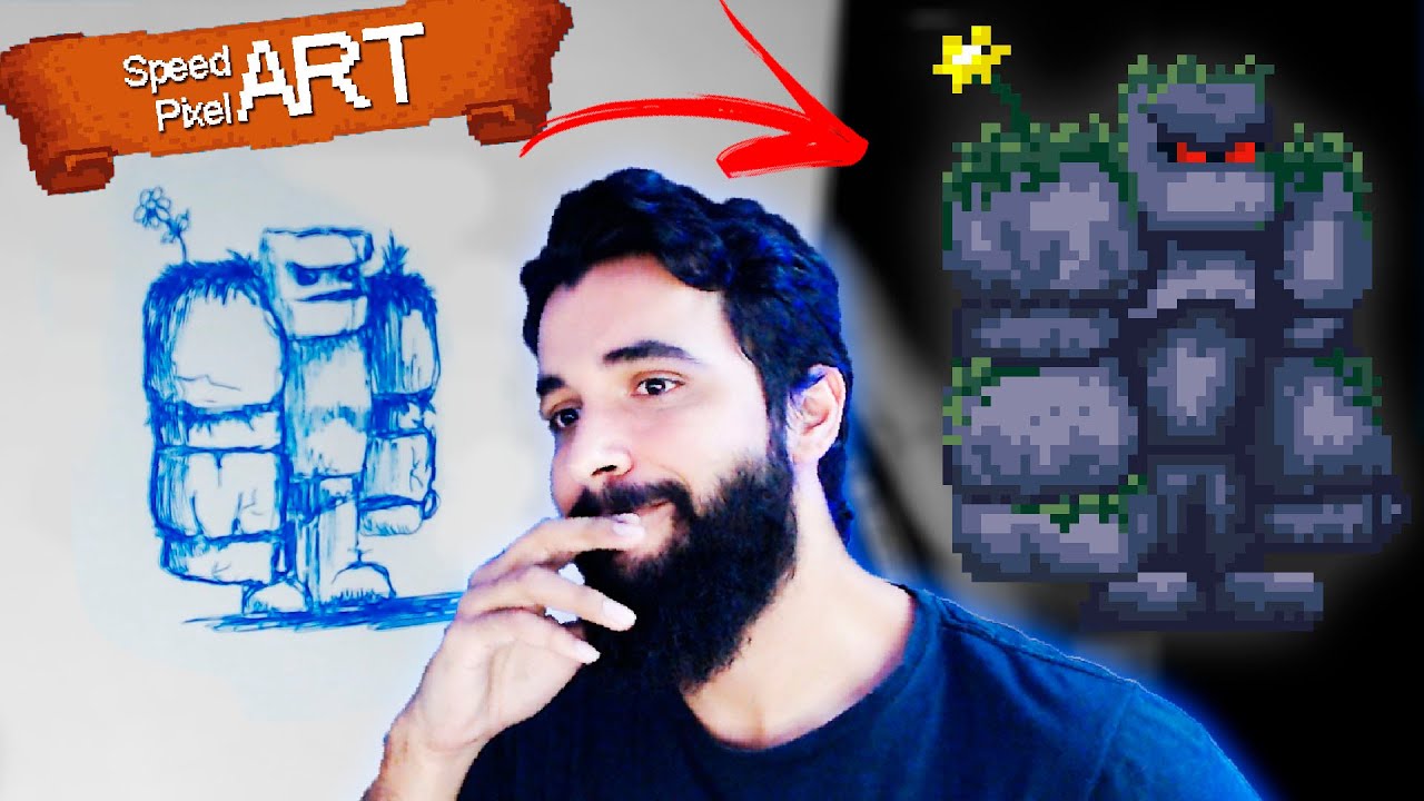 Como eu faço meus desenhos (PIXEL ART) - GOLEM DE PEDRA