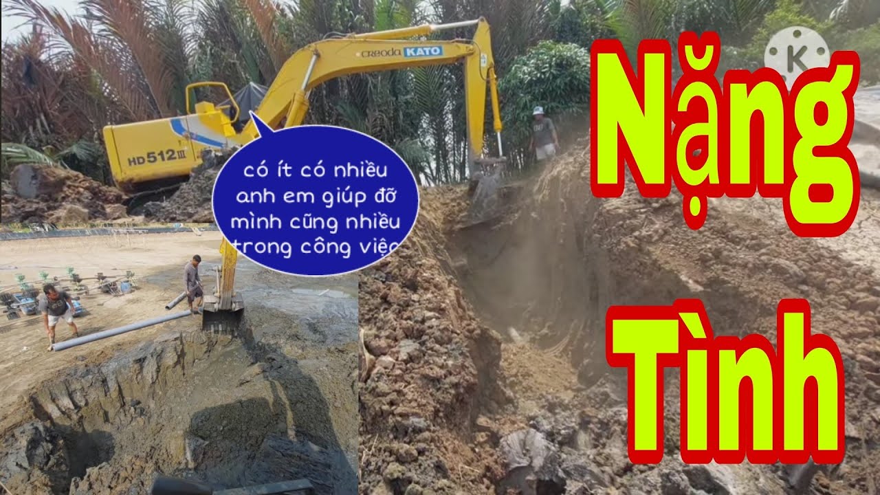 Xe Cuốc miền tây_máy đào kato vô xẻo nhỏ đặt ống xi phon đáy ra trong ngày 
