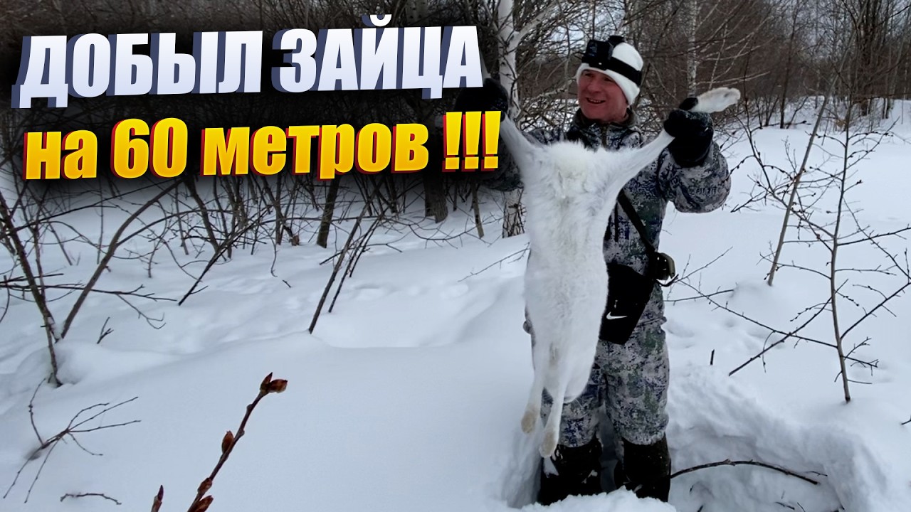 ДОБЫЛ ЗАЙЦА НА 60 метров !!!