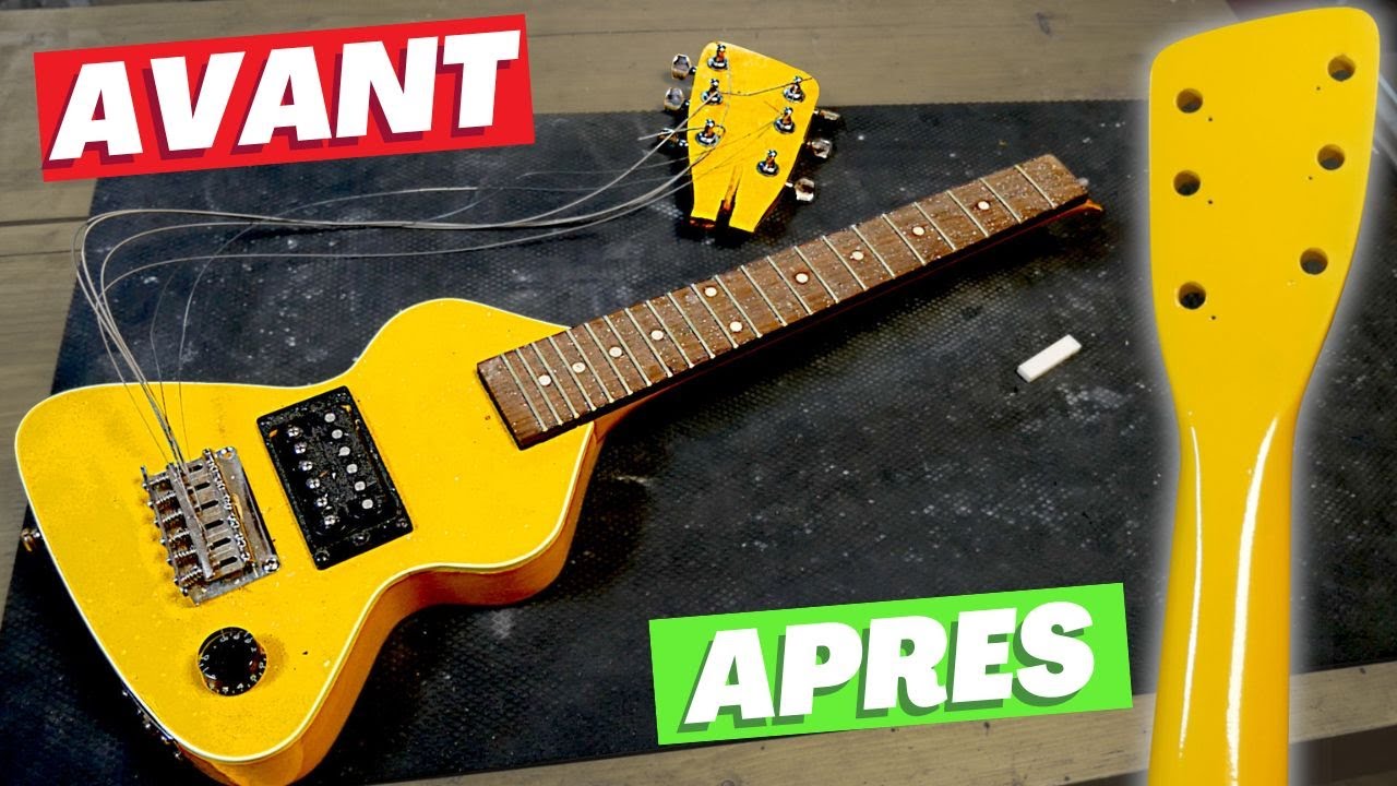 Comment réparer la tête cassée d'une guitare -  et c'est invisible après !