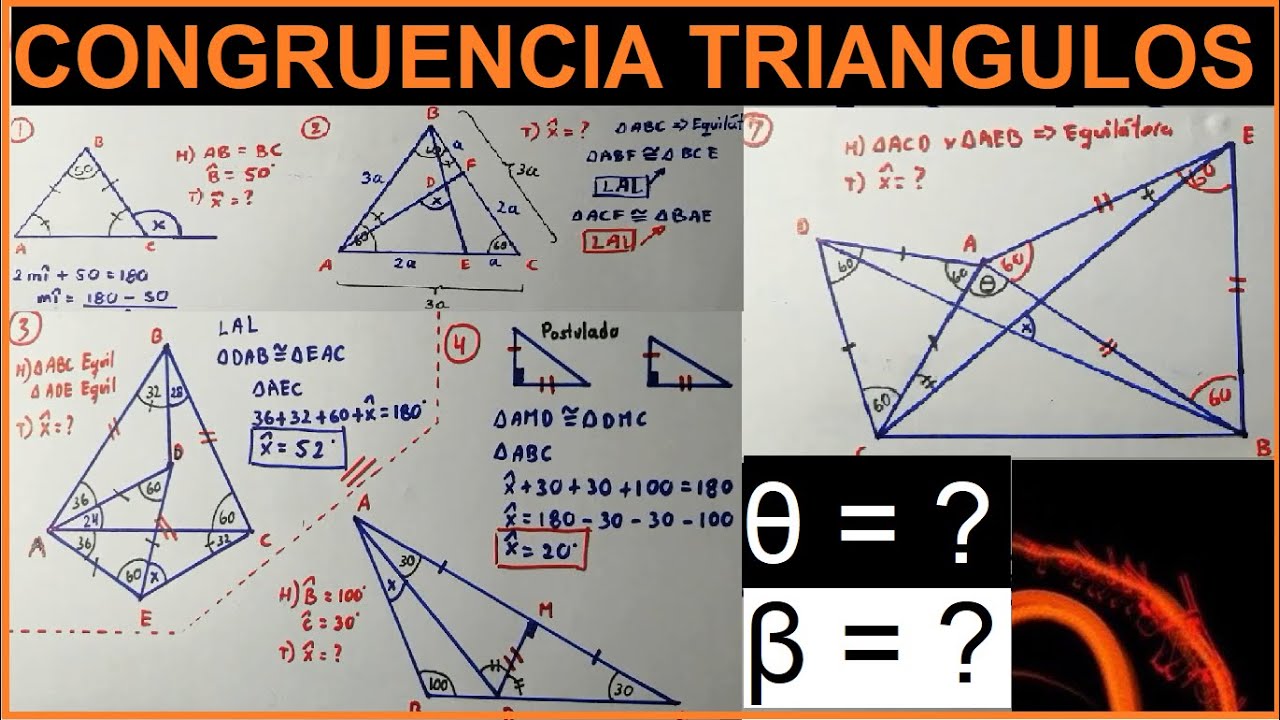CONGRUENCIA DE TRIANGULOS - Problemas resueltos paso a paso - Geometría plana.