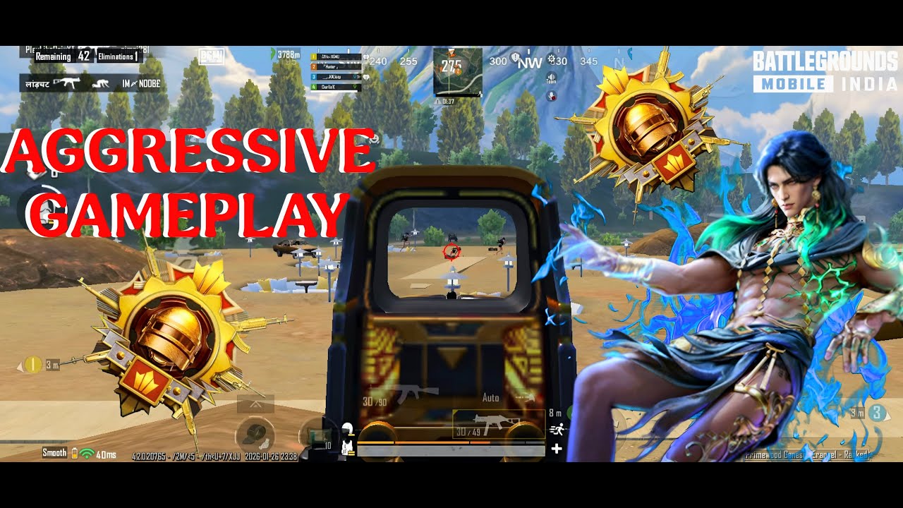 BGMI 4.2 Update Aggressive Gameplay. 😱 Intense Clutches. Aim to Conqueror. #bgmi @Hunterbyte