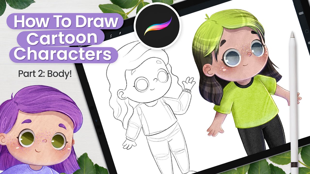 Как рисовать персонажей мультфильмов (тело) • Милое искусство • Учебник Procreate