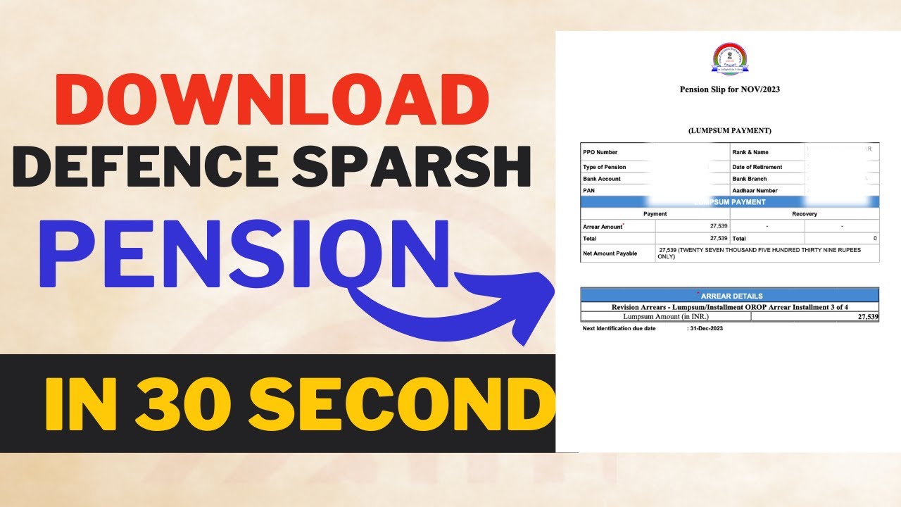 Download defence pension slip with sparsh defence pension