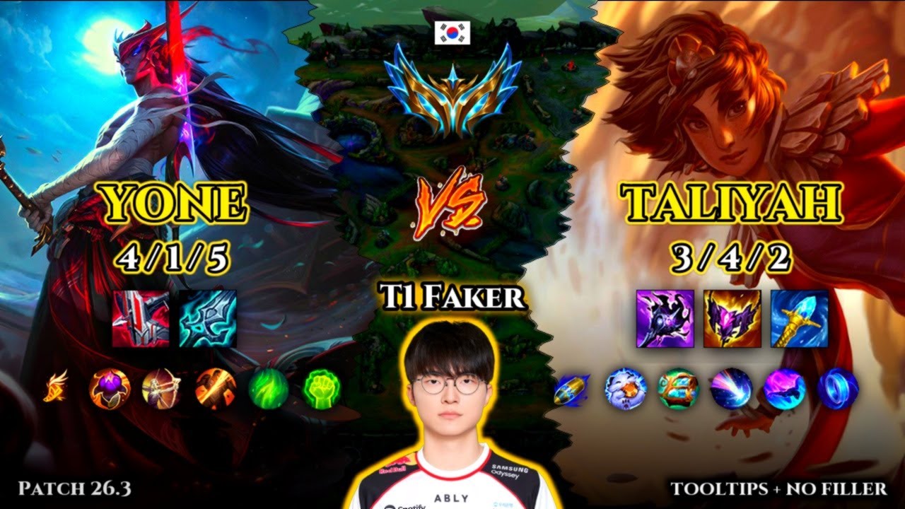T1 Faker | Yone MID vs Taliyah | Patch 26.3 | 2026-02-18 | KR CHALLENGER