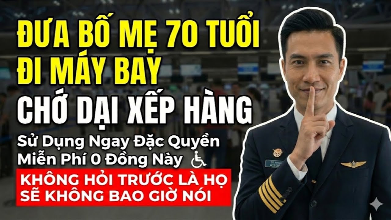Đưa Bố Mẹ 70 Tuổi Đi Máy Bay: ĐỪNG DẠI Xếp Hàng! Bí Mật Dịch Vụ MIỄN PHÍ Sân Bay Giấu Kín Bạn