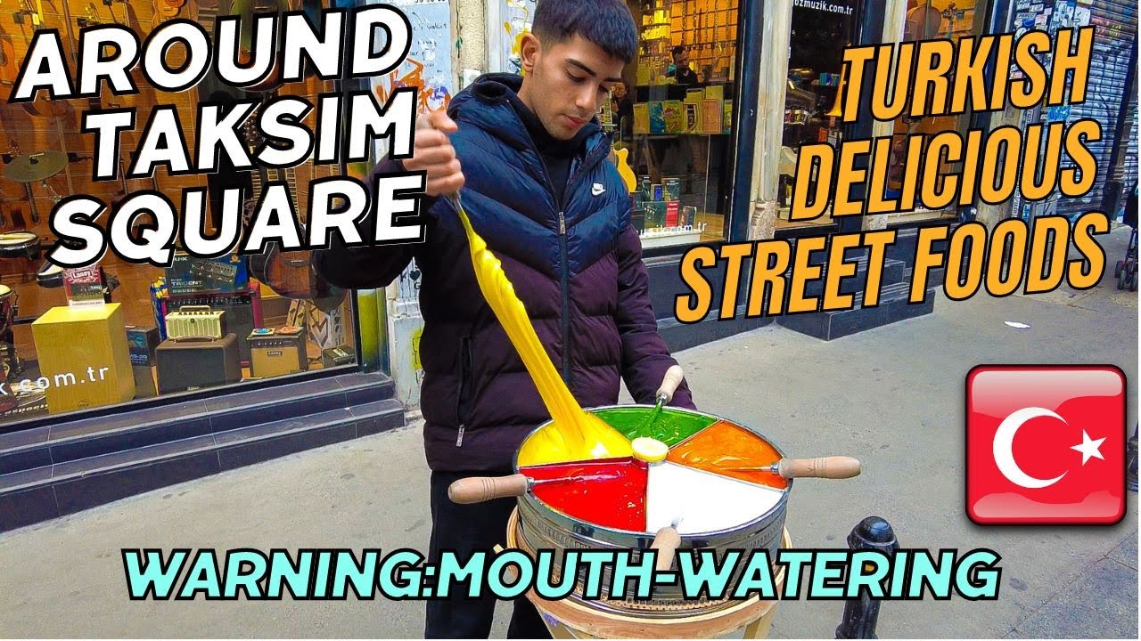 Best Turkish Delicious Street Food Tour Istanbul Taksim Square 2024 | 4K UHD 60FPS