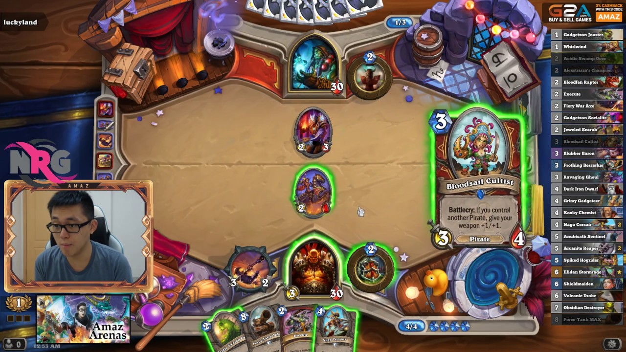 Amaz as Warrior in Gadgetzan Arena [Hearthstone | Mean Streets of Gadgetzan]