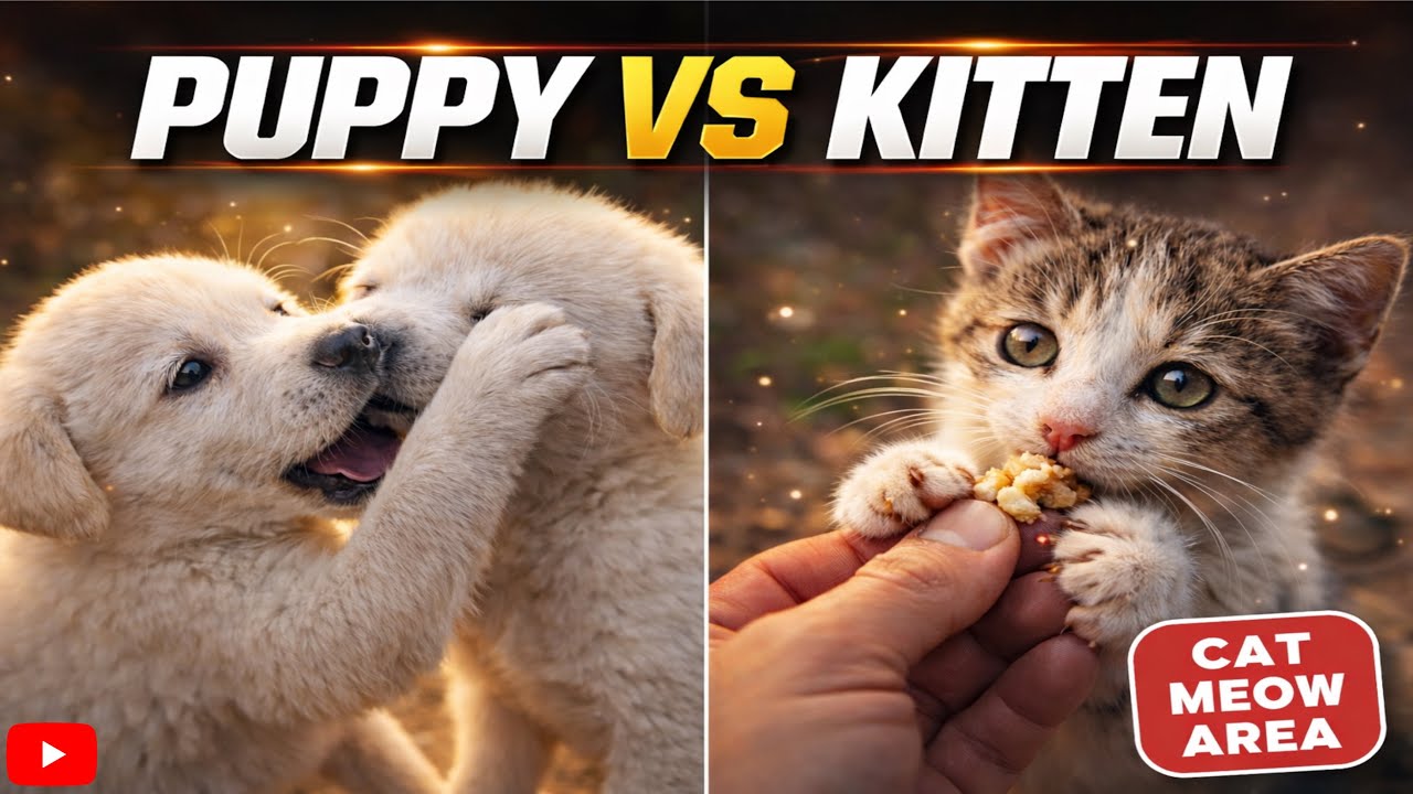 Cute Puppies Ki Fight 🐶😄 | Cute Kittens Ka Reaction 😻