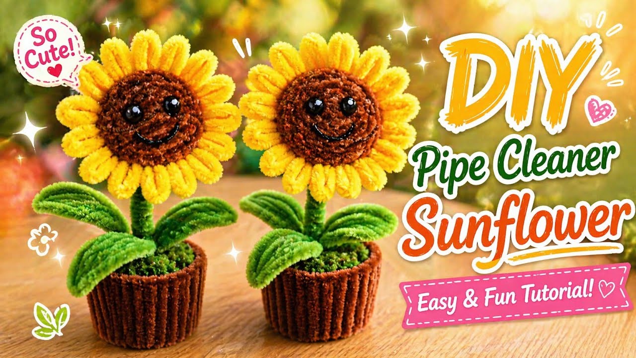 DIY PVZ Sunflower Pipe Cleaner Beginner Tutorial | Cute Mini Potted Plant