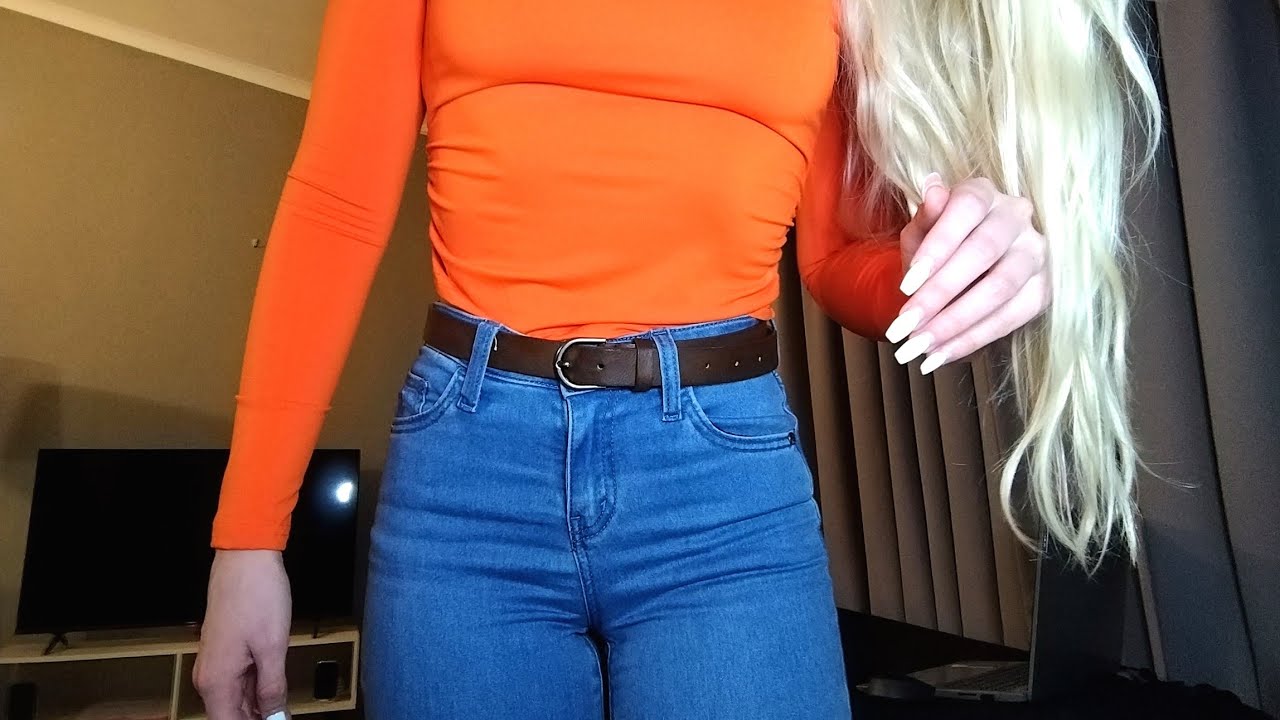 ASMR denim jean and jacket scratching 😴🧡 