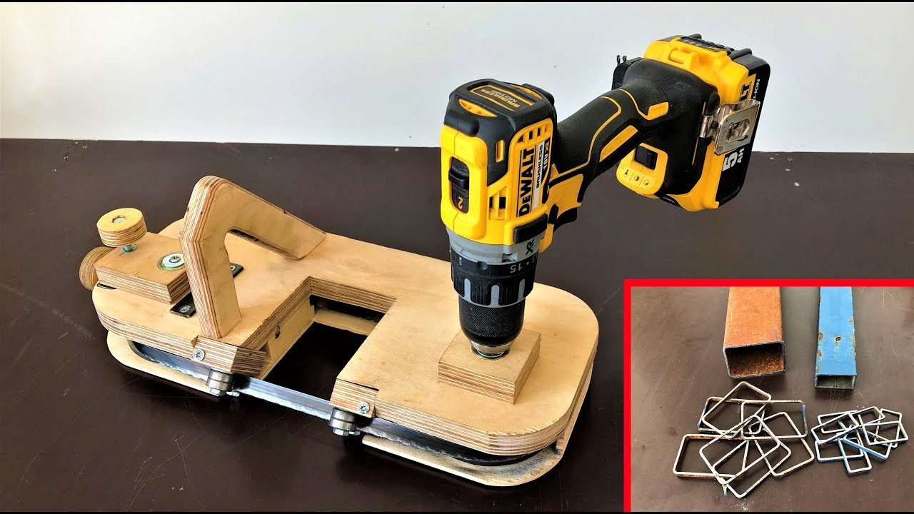 DIY Metal Cutting Bandsaw // Making a Portable Bandsaw (Drill Powered)