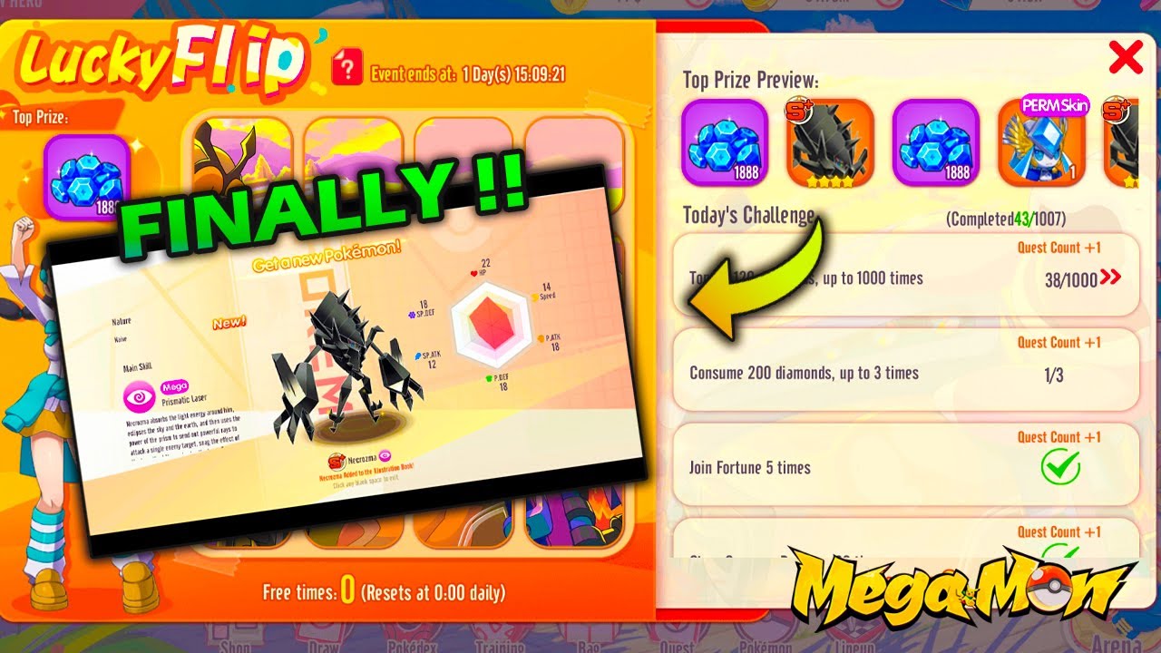 GOT NECROZMA IN LUCY FLIP EVENT IN MEGAMON 🤩 || HOW TO GET NECROZMA IN MEGAMON