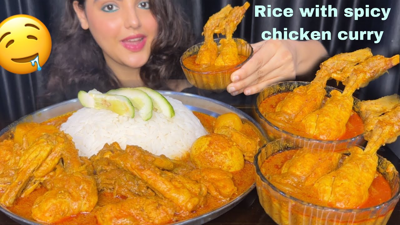 Eating Spicy Chicken Curry with Rice | Mukbang Eating Show | Big Bites