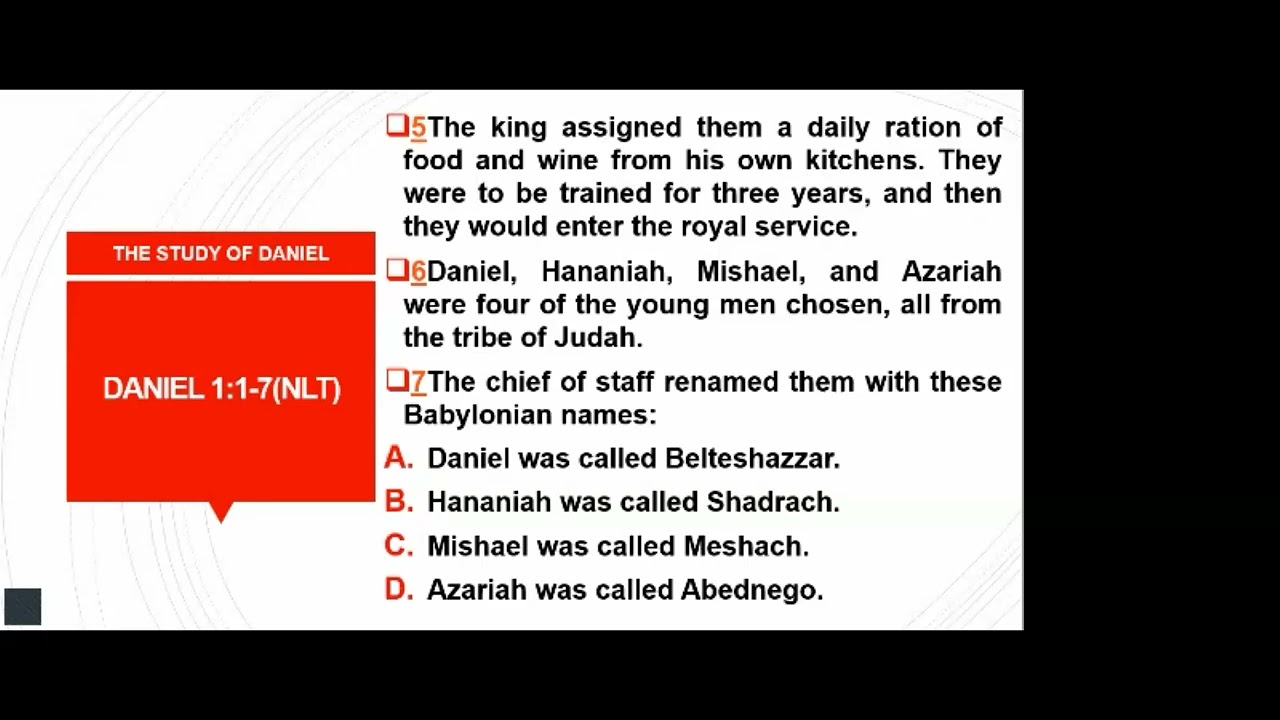 THE STUDY OF DANIEL - CHP. 1:1-7 (Rev) Seymour Nesbeth