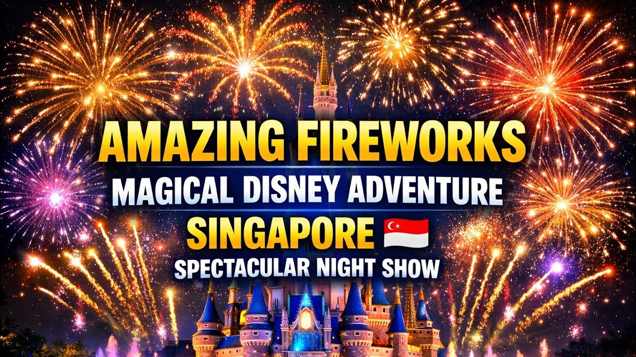 ✨ AMAZING FIREWORKS 🎆 Magical Disney Adventure Singapore 🏰 | Spectacular Night Show Experience 🇸🇬