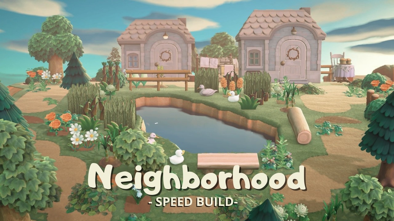 Neighborhood by the pond - Speed Build - Animal Crossing New Horizons -No Terraforming - No codes