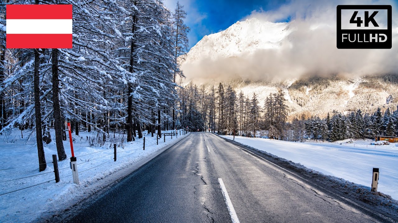 Amazing Mountain View, Snowy Drive, Austria Fernpass #4k #winter #travel #2025