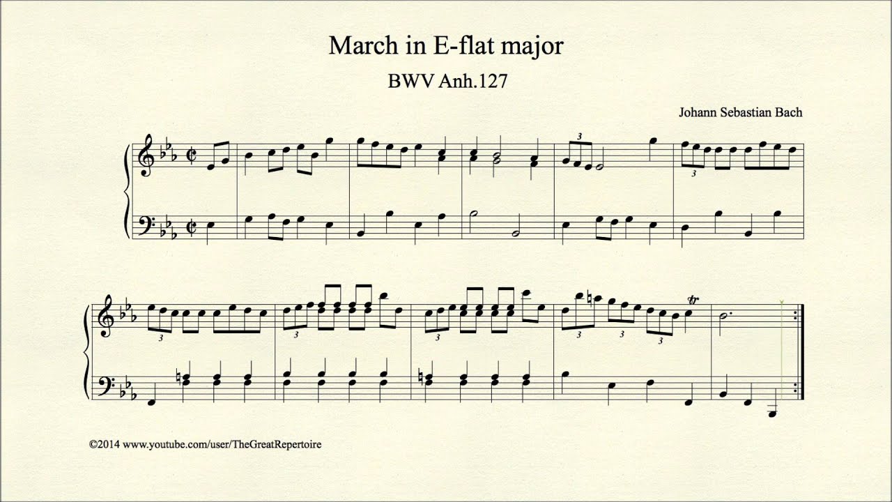 Bach, March in E-flat major, BWV Anh 127, Piano