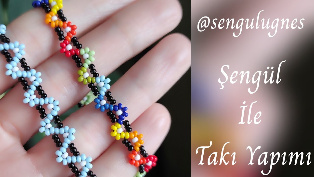 Kum Boncuktan Renkli Çiçekler Bileklik Halhal Gözlük ipi #DIY Colorful Flowers Bangle Anklet