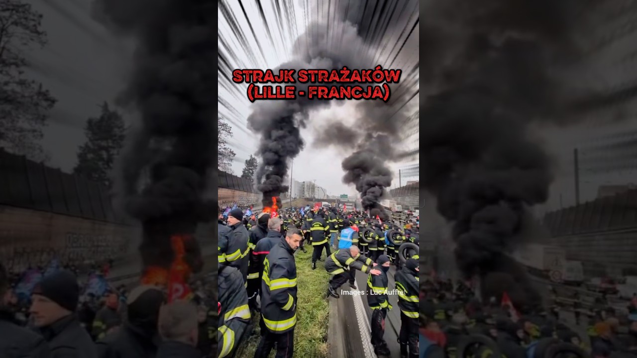 Strażacy protestują w Lille Francja 🇫🇷