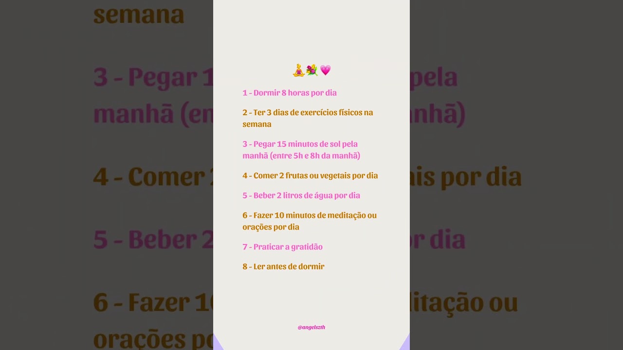 Hábitos para ter uma vida mais saudável.❤️