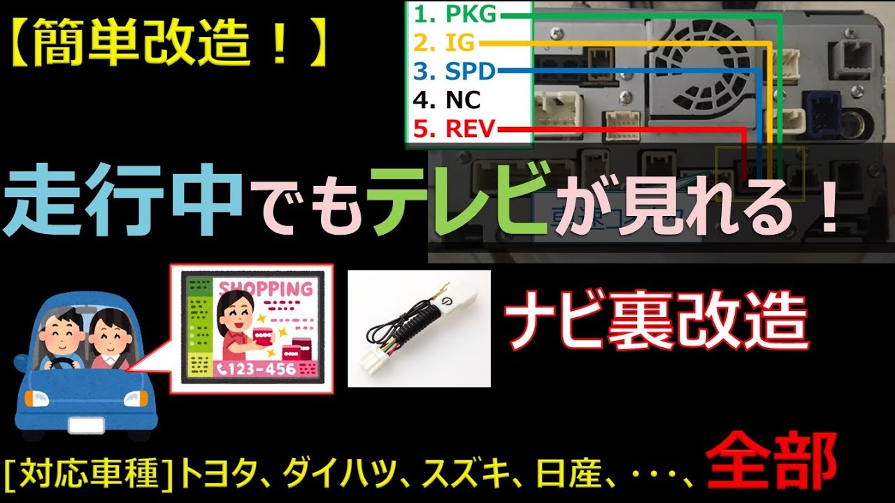 【超簡単車DIY！】走行中でもテレビが見れるナビ裏改造の仕組みを超わかりやすく解説！対応車種：トヨタ、ダイハツ、スズキ、マツダ、日産、ダイハツ、ホンダ、&hellip;全部！  #DIY #改造 #車