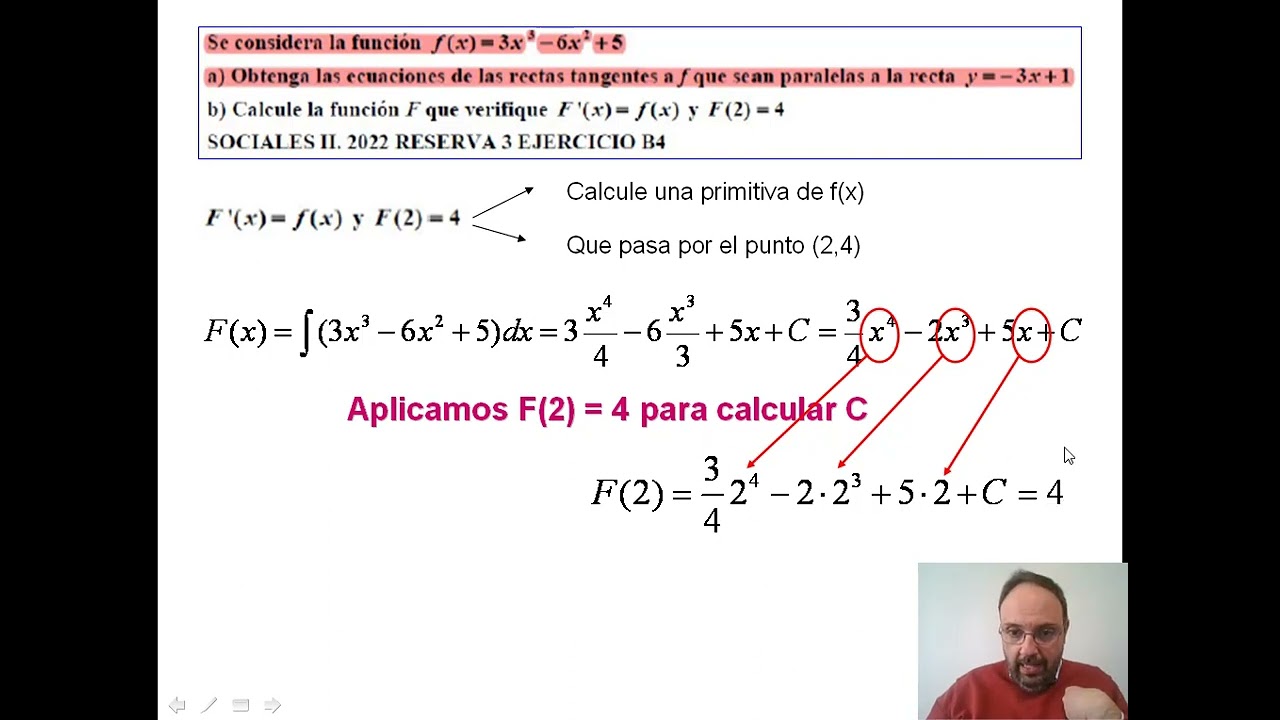 04 Tema 5 Cálculo de la constante conocido un punto de la primitiva