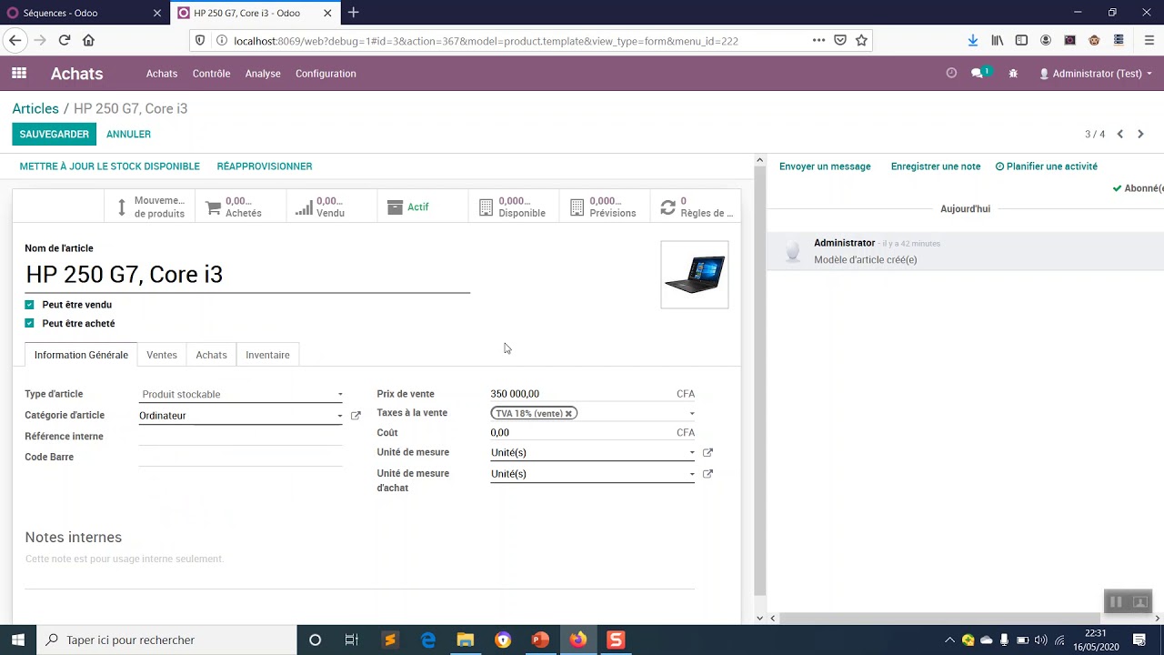 Gestion commerciale avec Odoo (Achat, vente, stock)