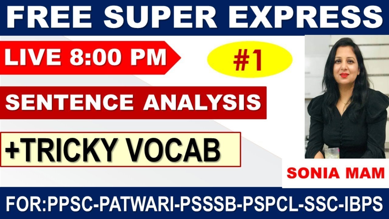 LIVE  🔴 2:00 PM #ENGLISH_CLASS_1 || SENTENCE ANALYSIS+TRICKY VACAB || BY SONIA MAM