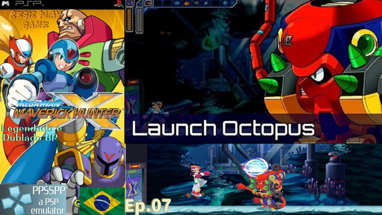 Mega Man Maverick Hunter X PSP Launch Octopus Dublado e Legendado em português Br