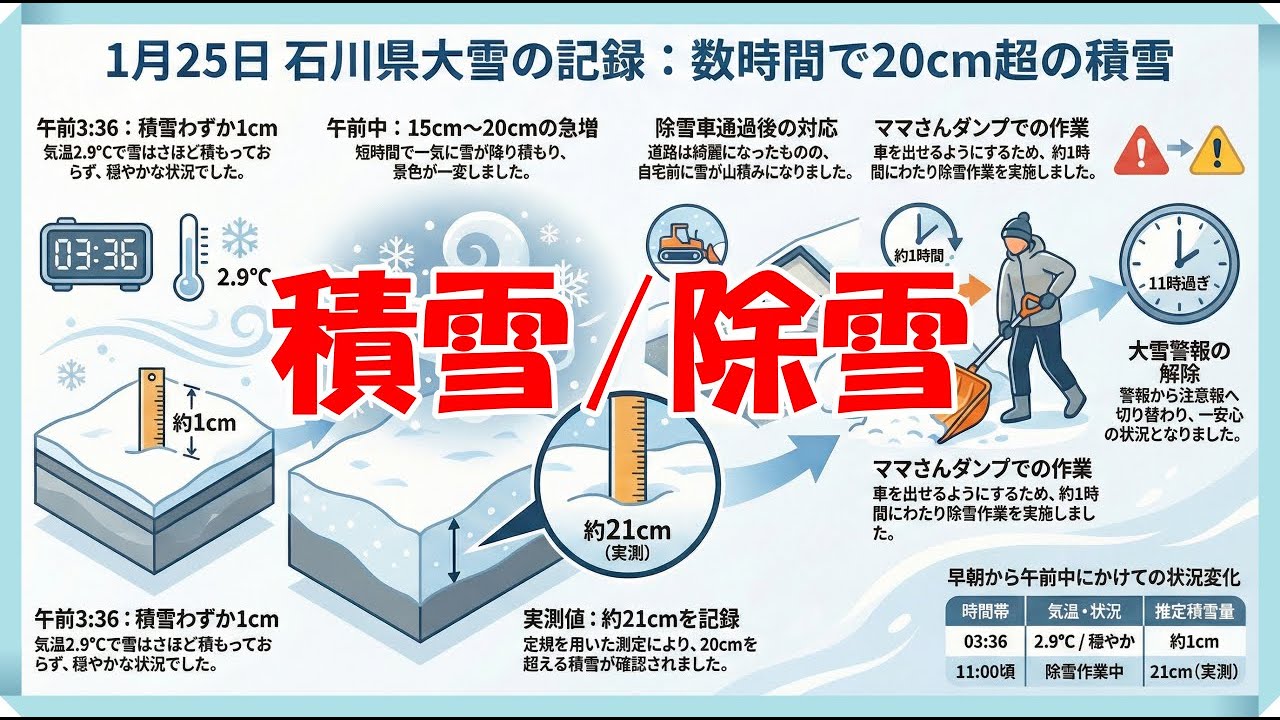 積雪と除雪作業　大雪警報発令中！