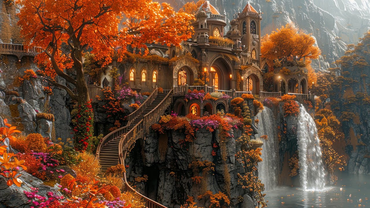 Celtic Music: Relaxing Medieval Music - Peaceful Space With Relaxing Flying Leaves