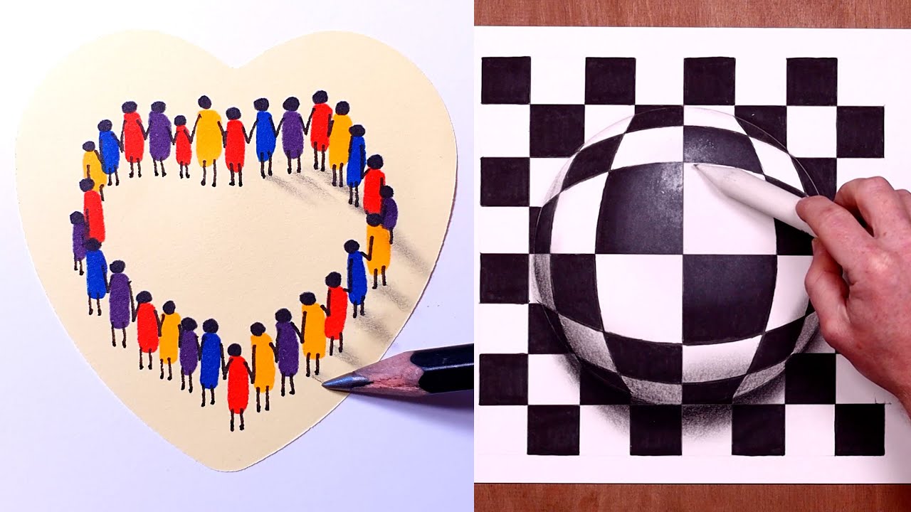 How to Draw - Easy 3D Heart Illusions & Trick Art