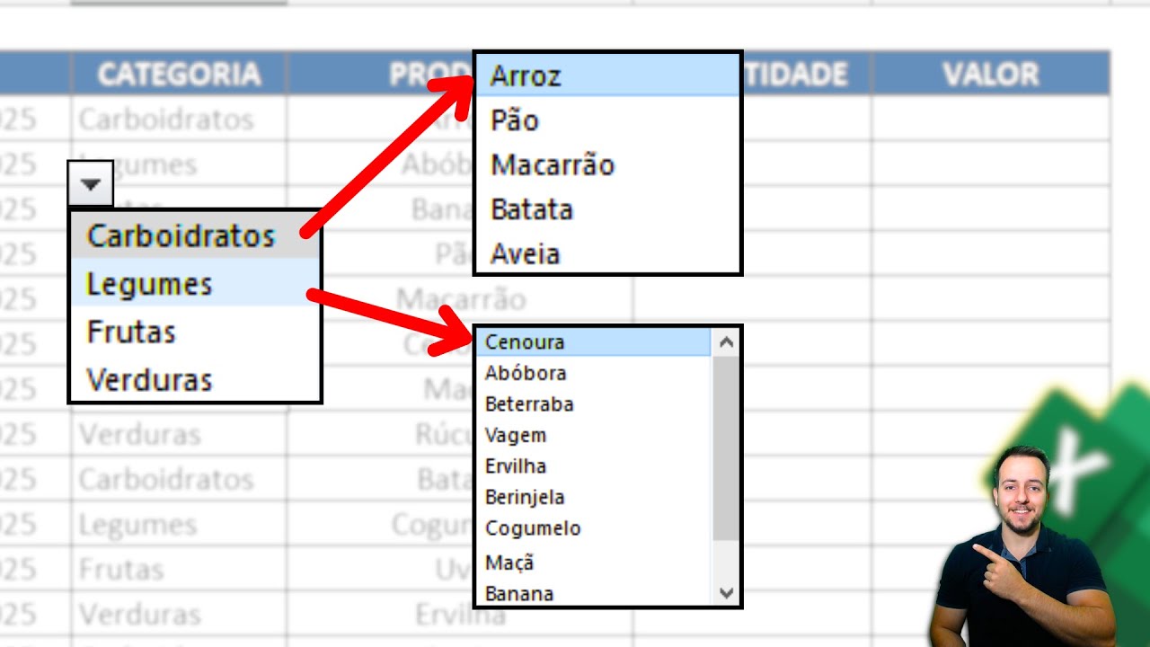 Lista Muda Conforme Lista Anterior | Como Fazer Lista Suspensa Dependente no Excel | Função Indireto
