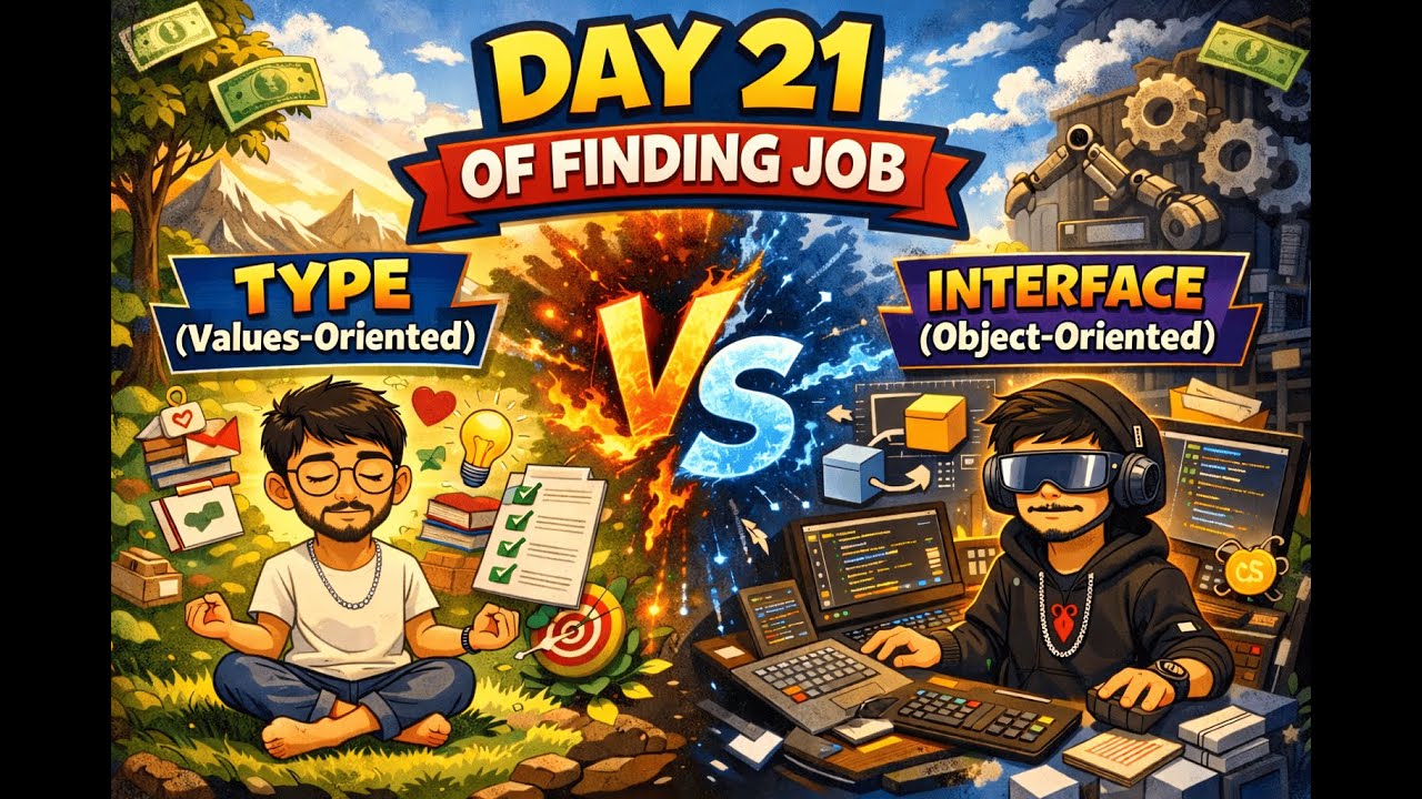 Day 21 of Finding Job | Type vs Interface Finally Clear, Typescript | 90 Days Job Hunt Series
