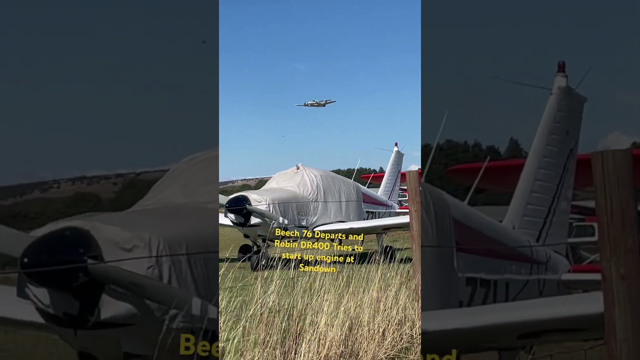 Beach 76 Departs while DR400 Tries to Start its engine at Sandown Airfield