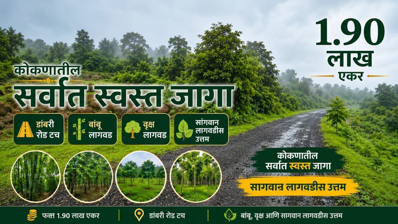 फक्त 1.90 लाख एकर! सर्वात स्वस्त जागा ! India's Best Property ! 1.90 Lakh Acer ! Cheap rate land