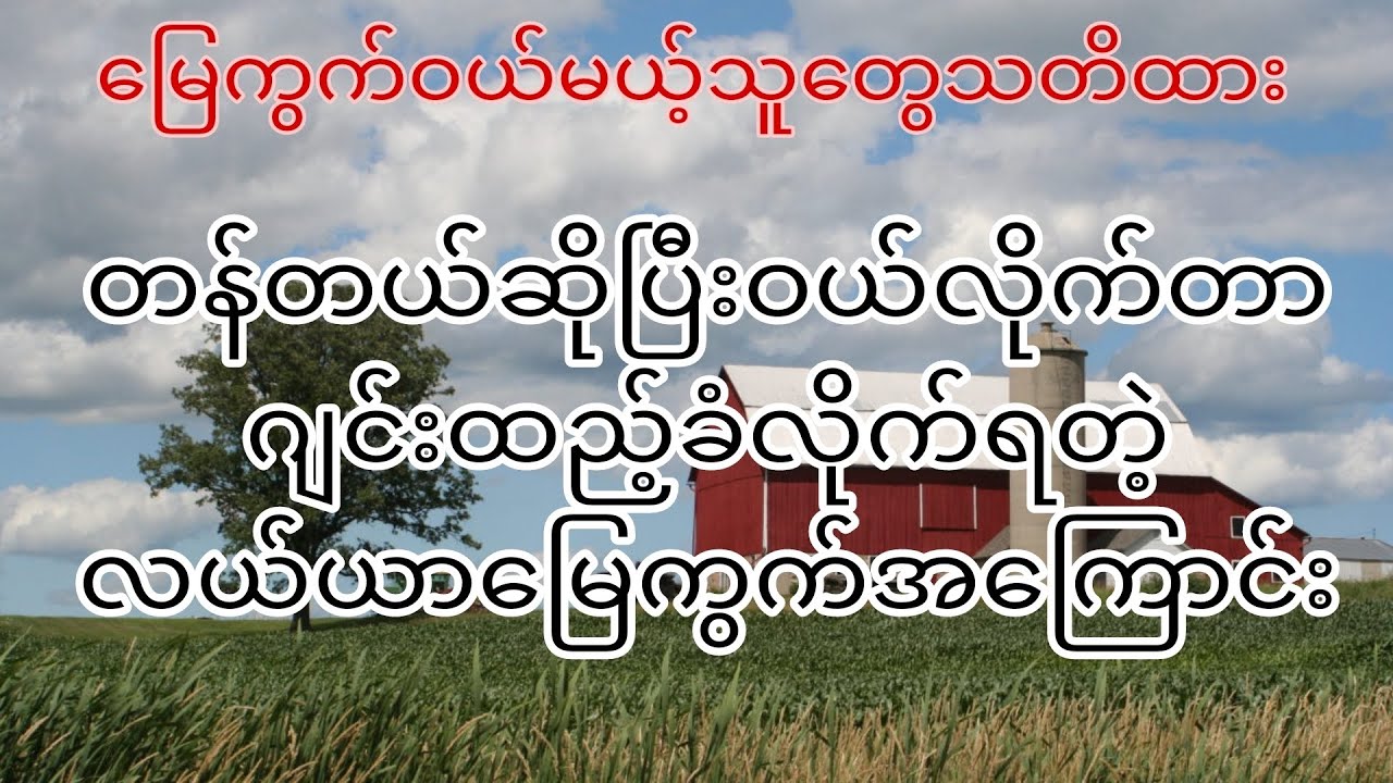 ''မြေဝယ်မယ်ဆိုသတိထား'' လယ်ယာမြေကွက်ကိုဘာလို့မဝယ်သင့်တာလဲ Why not buy agricultural land(Farm Land)?