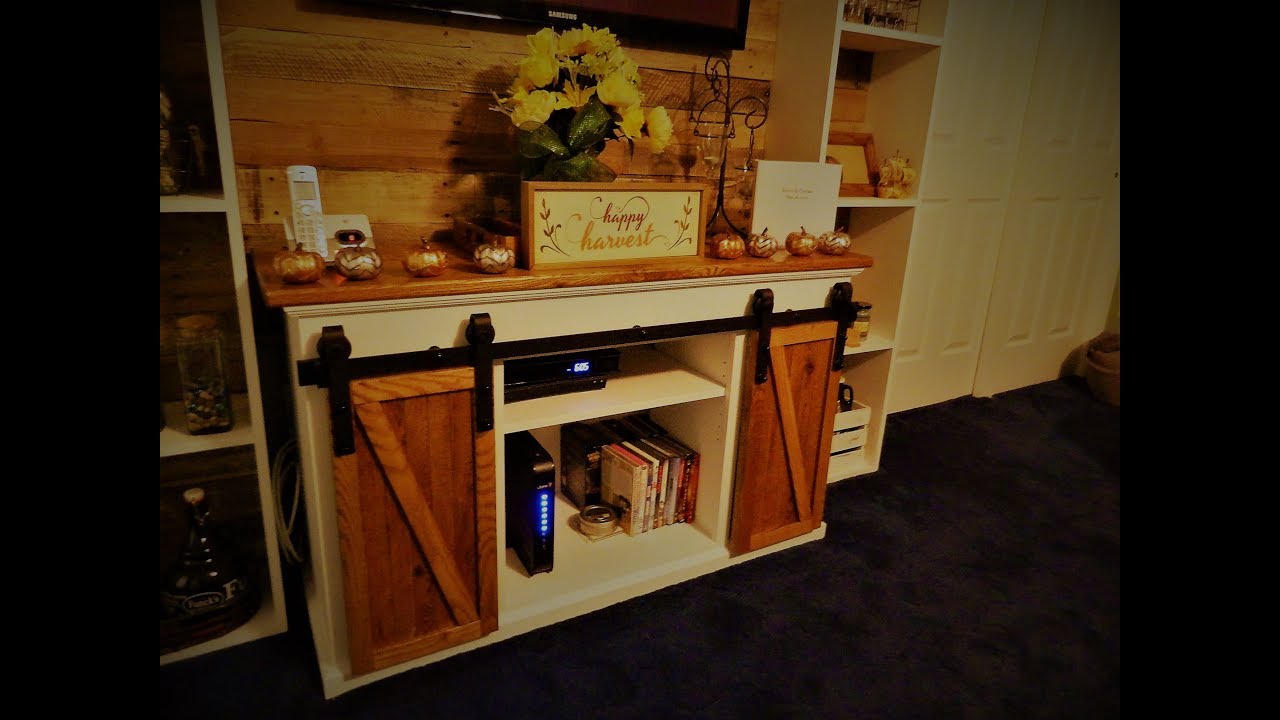 Building a sliding barn door t.v stand