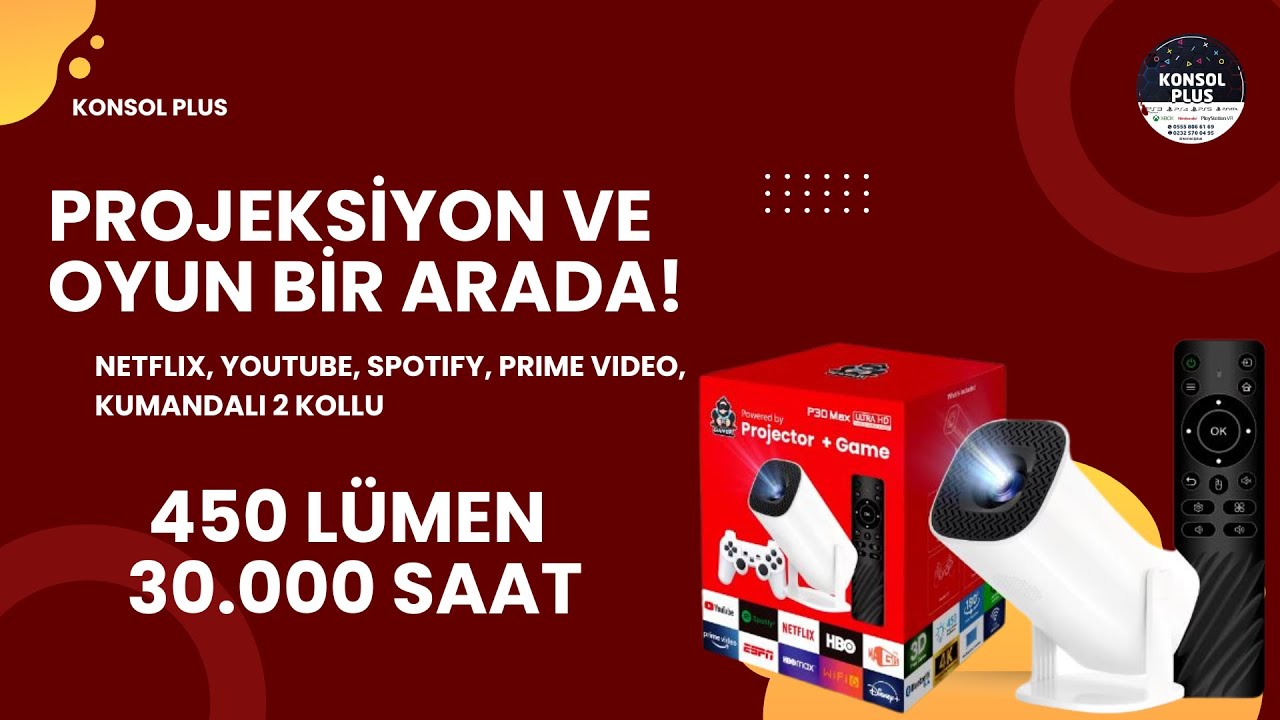 ANDROİD PROJEKSİYON - 11.000 Oyunlu Youtube, Netflix, PES, GTA, GOW, NFS, CRASH - 30.000 SAAT ÖMÜRLÜ