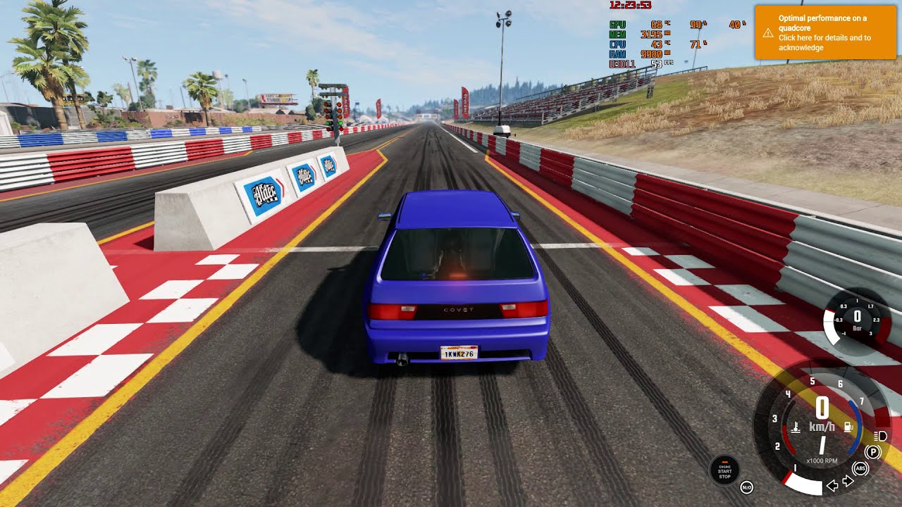 BeamNG drive - Honda civic, Launch control on end off